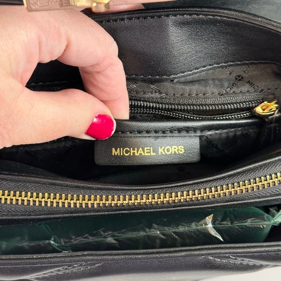 Michael Kors Backpack Handbag Black Serena MD Quilted Leather Flap Top Handle - Picture 11 of 12